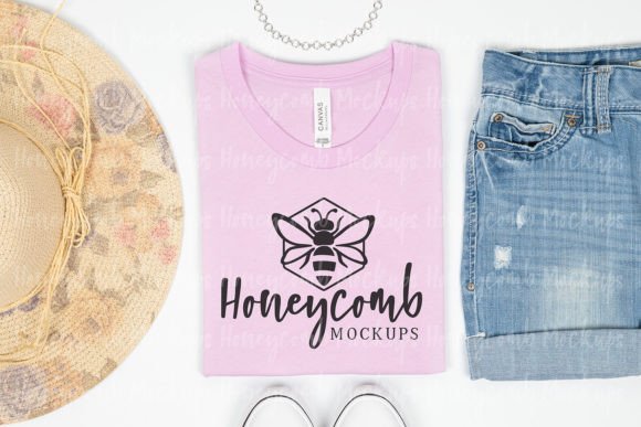 Bella Canvas 3001 Lilac Mockup: Summer Graphics for T-Shirts