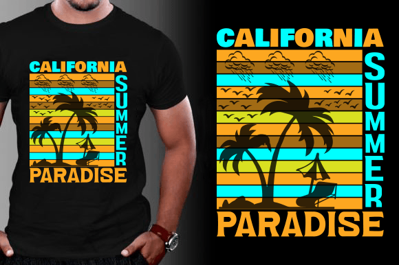 California Summer Paradise Graphics for T-Shirt Designs