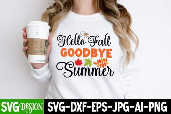 Hello Fall Goodbye Summer Graphics for T-Shirt Designs