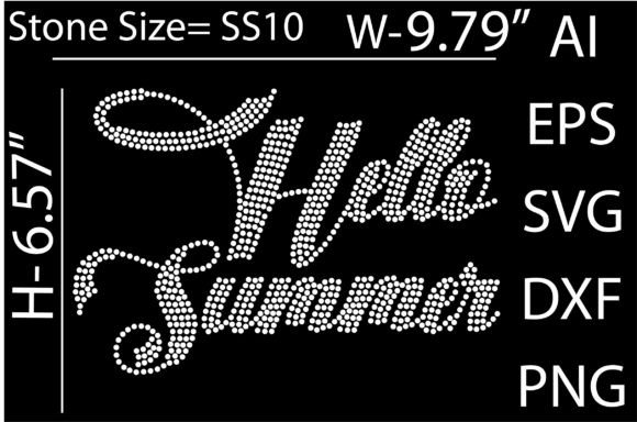 Hello Summer Rhinestone Graphics for T-Shirt Designs