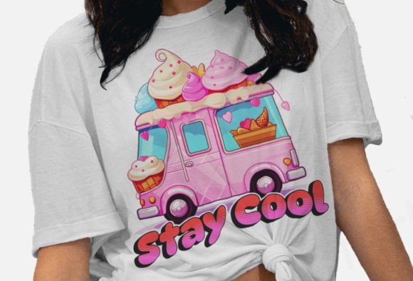 Retro Ice Cream Truck Graphics for T-Shirt Designs