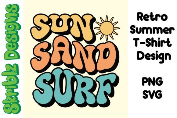 Retro Sun Sand Surf Graphics for T-Shirt Designs