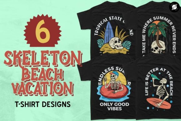 Skeleton Summer Beach T-Shirt Designs: Graphics Review