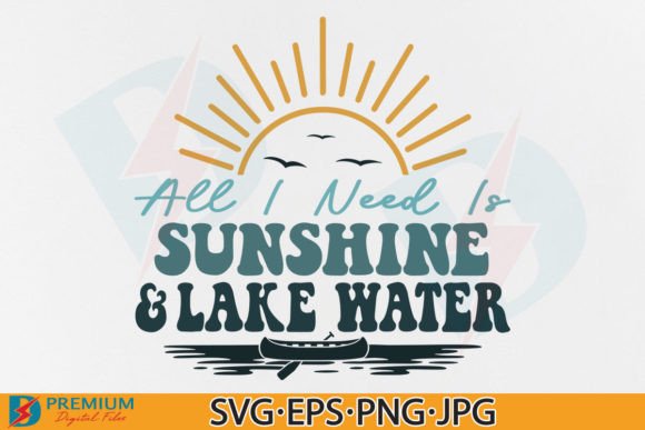 Summer Sunshine Lake SVG Graphics for T-Shirt Designs